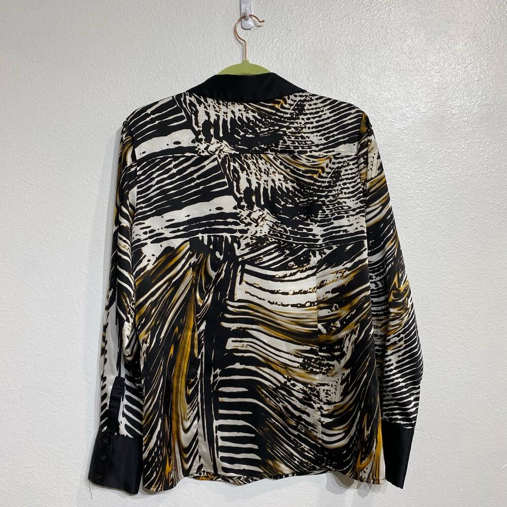 Calvin Klein Black Print Button Down Blouse Sz S - Picture 8 of 11